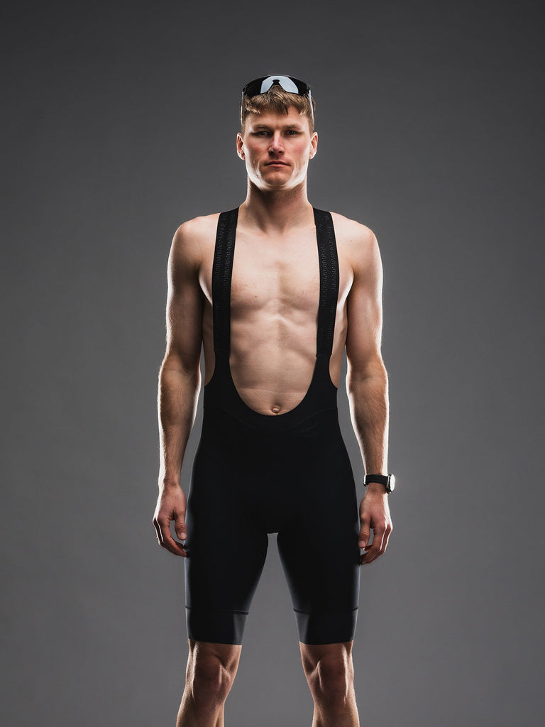 Fusion Mens TEMPO! ONE Bib Shorts black men's cycling bib shorts product image 1