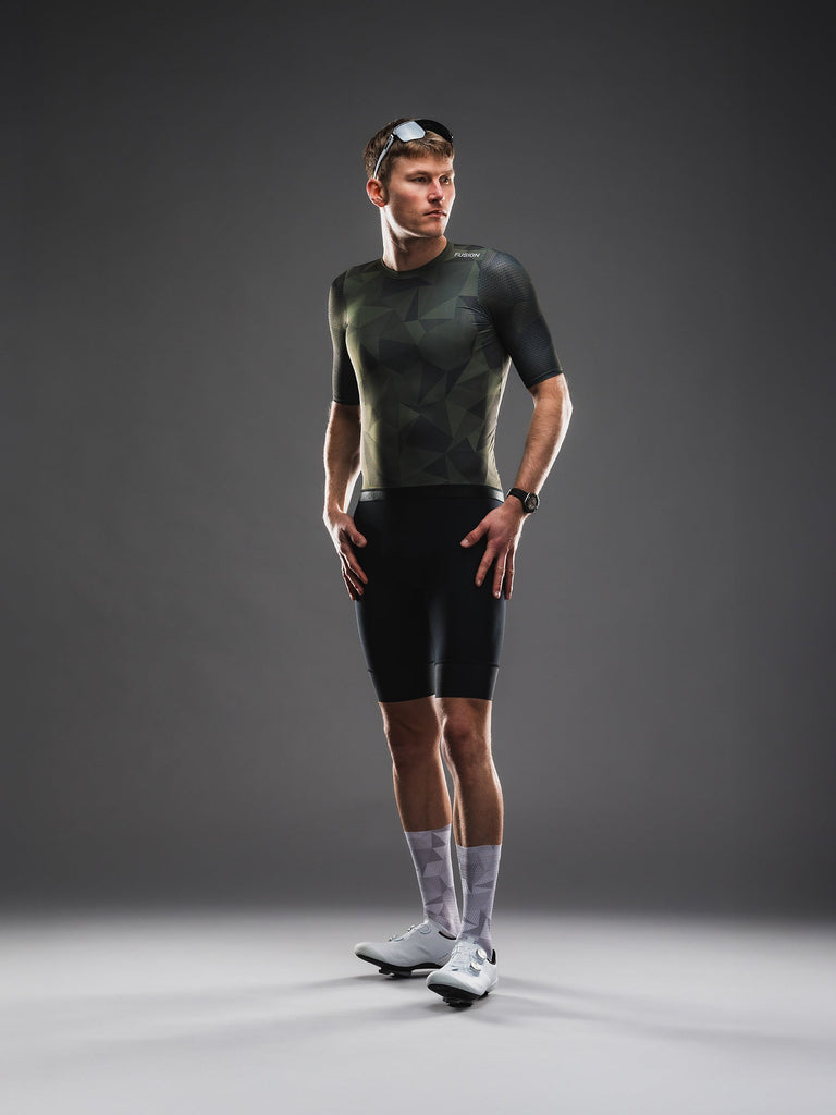Fusion Mens TEMPO! ONE Bib Shorts black men's cycling bib shorts product image 3